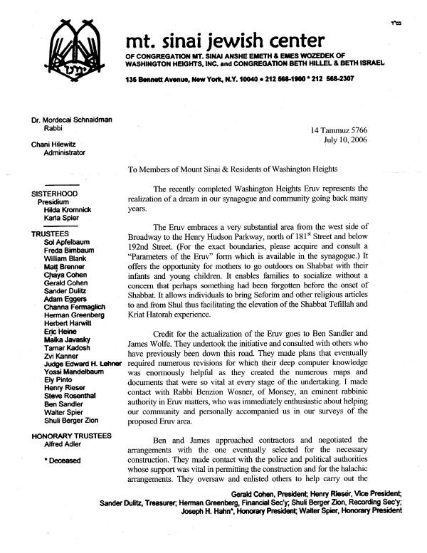 Letter to the community