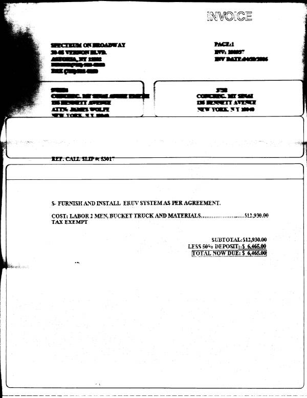 Construction invoice