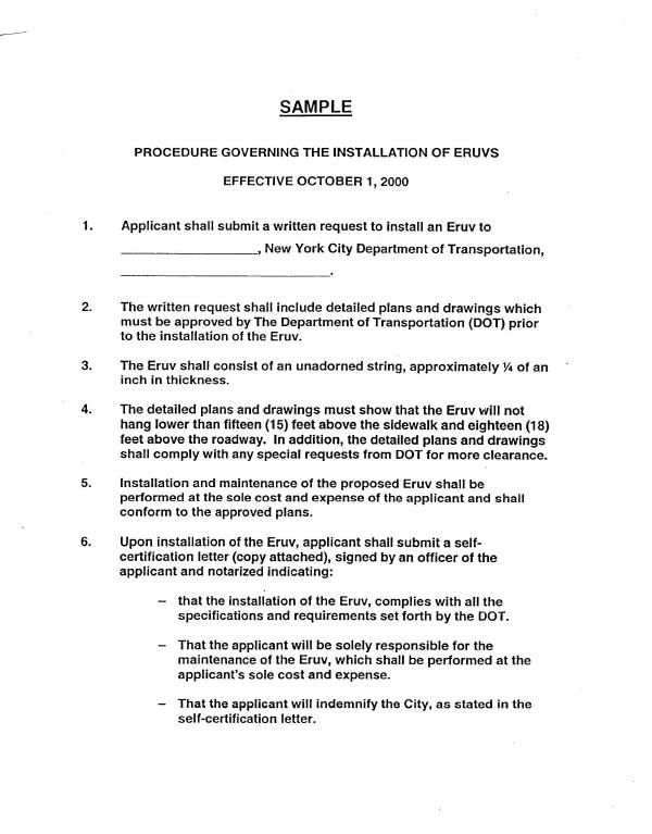 DOT procedure for installing eruvs